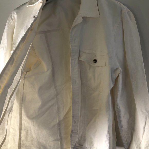 Turbulence White Cotton Denim Jacket Mens - Picture 4 of 10